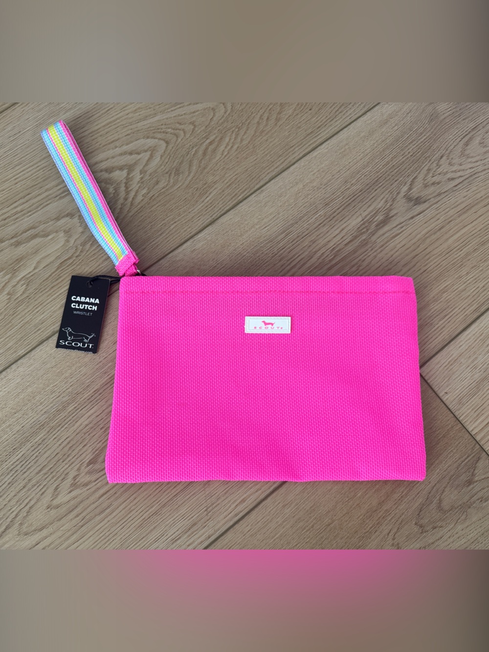 Scout Bright Pink Cabana Clutch with Rainbow Strap